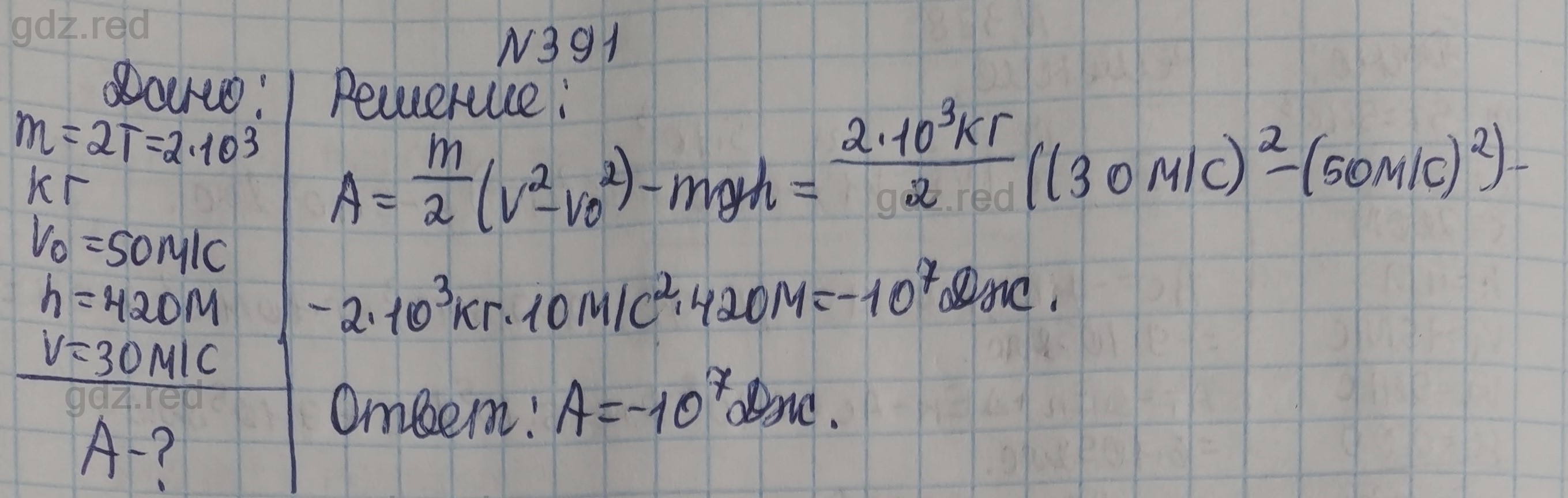 Номер 391- ГДЗ Физика 10-11 класс Задачник Рымкевич - ГДЗ РЕД