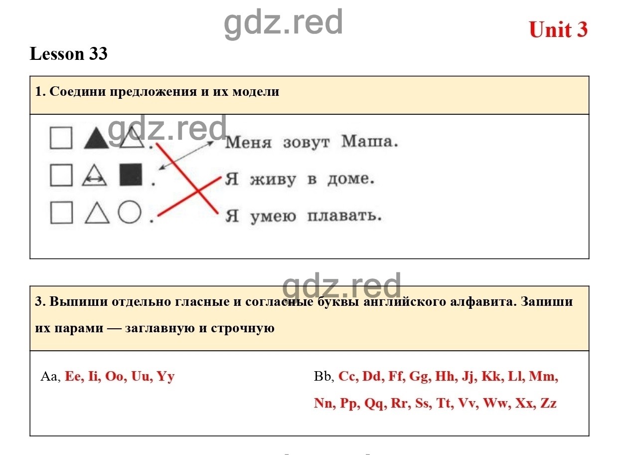 Урок 33 — ГДЗ по Английскому языку 2 класс Рабочая тетрадь ENJOY ENGLISH  Биболетова М.З. и др. - ГДЗ РЕД