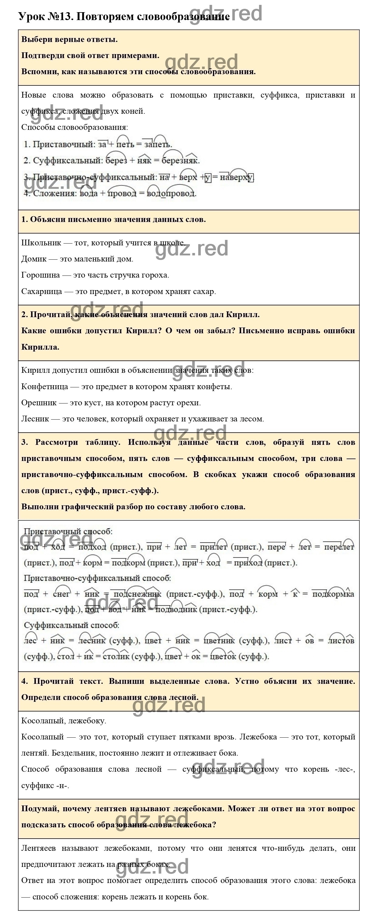 Урок №13 -ГДЗ по Русскому языку для 3 класса Учебник Иванов С.В.,  Евдокимова А.О., Кузнецова М.И. Часть 1. - ГДЗ РЕД