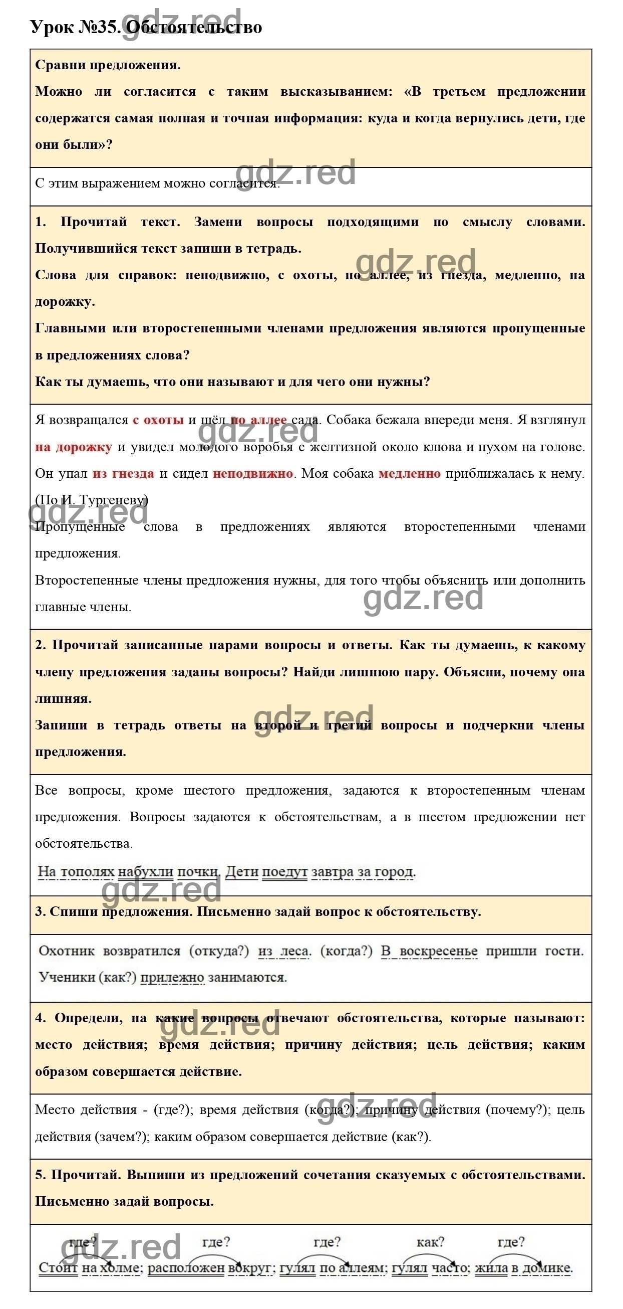 Урок №35 -ГДЗ по Русскому языку для 3 класса Учебник Иванов С.В.,  Евдокимова А.О., Кузнецова М.И. Часть 1. - ГДЗ РЕД