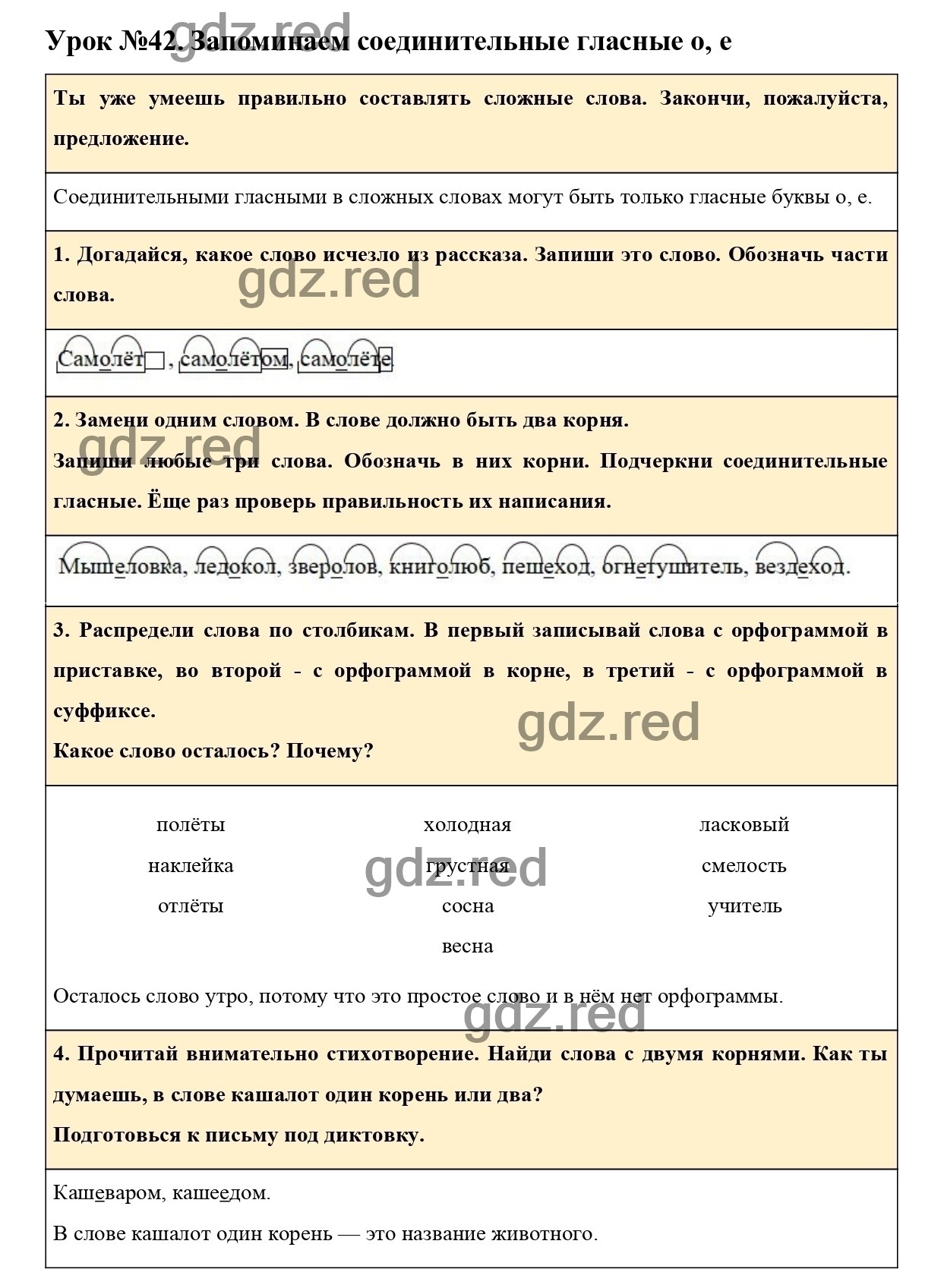 Урок №42 -ГДЗ по Русскому языку для 3 класса Учебник Иванов С.В., Евдокимова  А.О., Кузнецова М.И. Часть 1. - ГДЗ РЕД