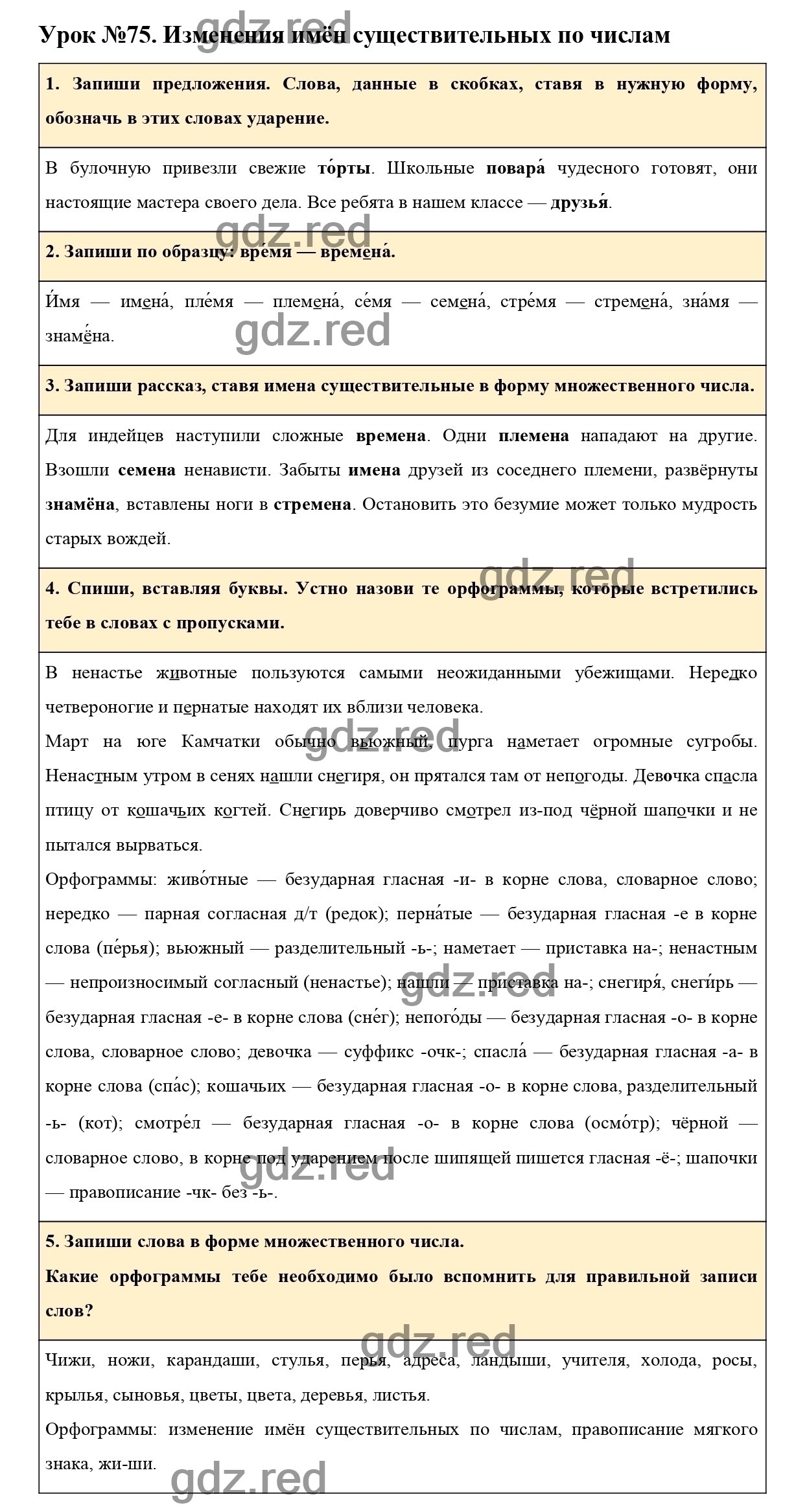 Урок №75 -ГДЗ по Русскому языку для 3 класса Учебник Иванов С.В., Евдокимова  А.О., Кузнецова М.И. Часть 1. - ГДЗ РЕД