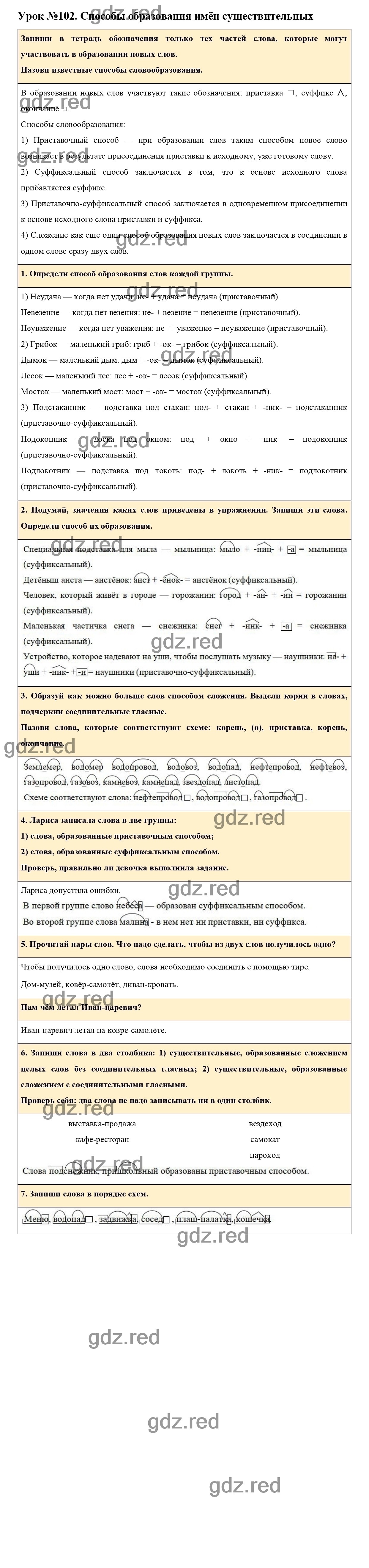 Урок №102 -ГДЗ по Русскому языку для 3 класса Учебник Иванов С.В.,  Евдокимова А.О., Кузнецова М.И. Часть 2. - ГДЗ РЕД