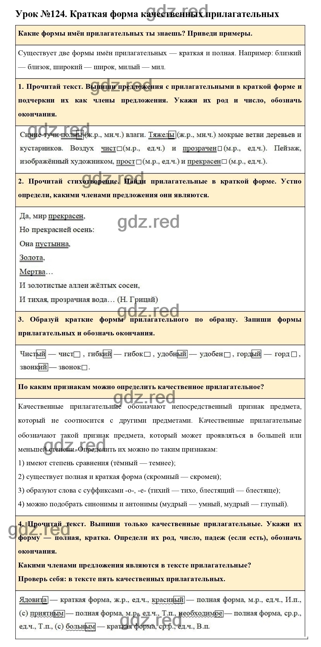 Урок №124 -ГДЗ по Русскому языку для 3 класса Учебник Иванов С.В.,  Евдокимова А.О., Кузнецова М.И. Часть 2. - ГДЗ РЕД