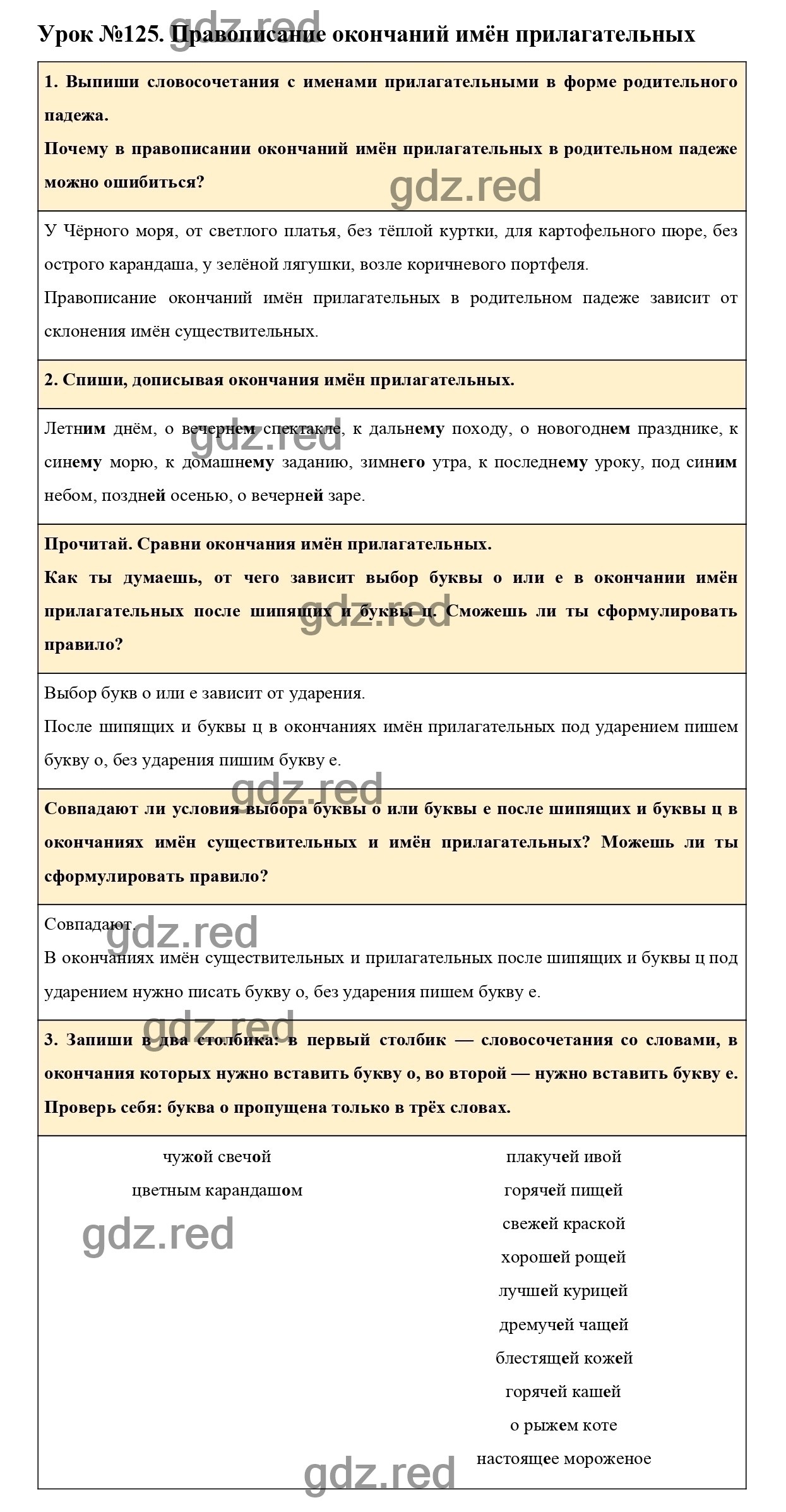 Урок №125 -ГДЗ по Русскому языку для 3 класса Учебник Иванов С.В.,  Евдокимова А.О., Кузнецова М.И. Часть 2. - ГДЗ РЕД