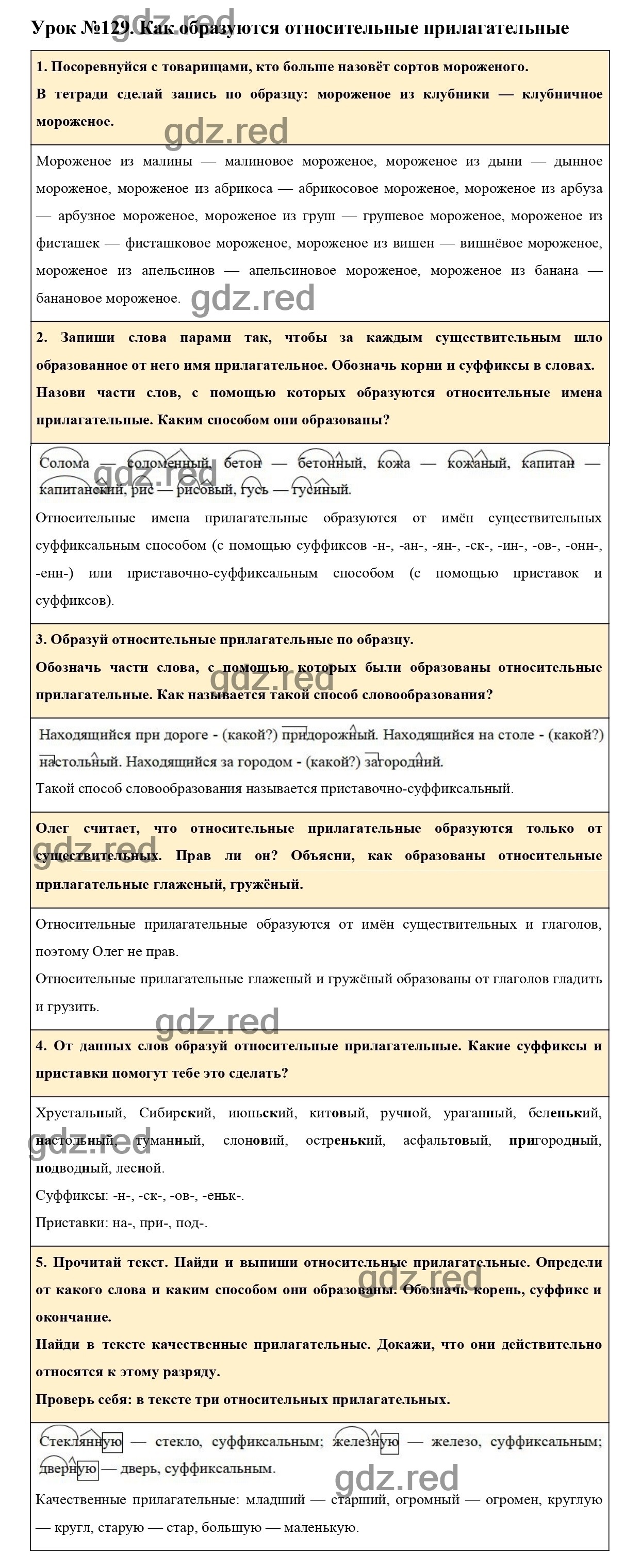 Урок №129 -ГДЗ по Русскому языку для 3 класса Учебник Иванов С.В.,  Евдокимова А.О., Кузнецова М.И. Часть 2. - ГДЗ РЕД