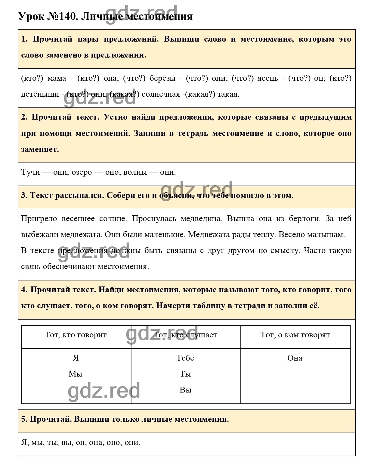 Урок №140 -ГДЗ по Русскому языку для 3 класса Учебник Иванов С.В.,  Евдокимова А.О., Кузнецова М.И. Часть 2. - ГДЗ РЕД