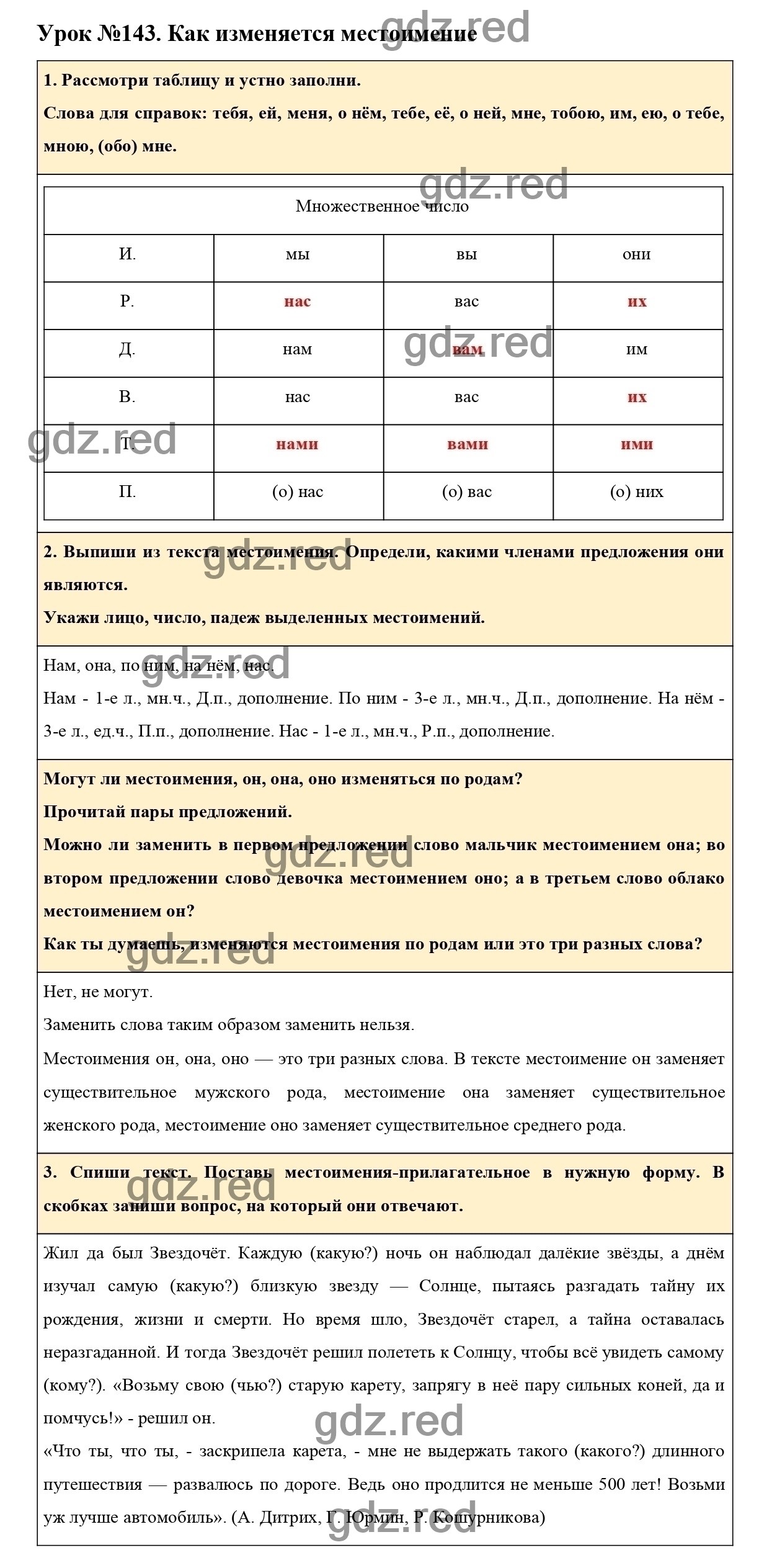 Урок №143 -ГДЗ по Русскому языку для 3 класса Учебник Иванов С.В.,  Евдокимова А.О., Кузнецова М.И. Часть 2. - ГДЗ РЕД