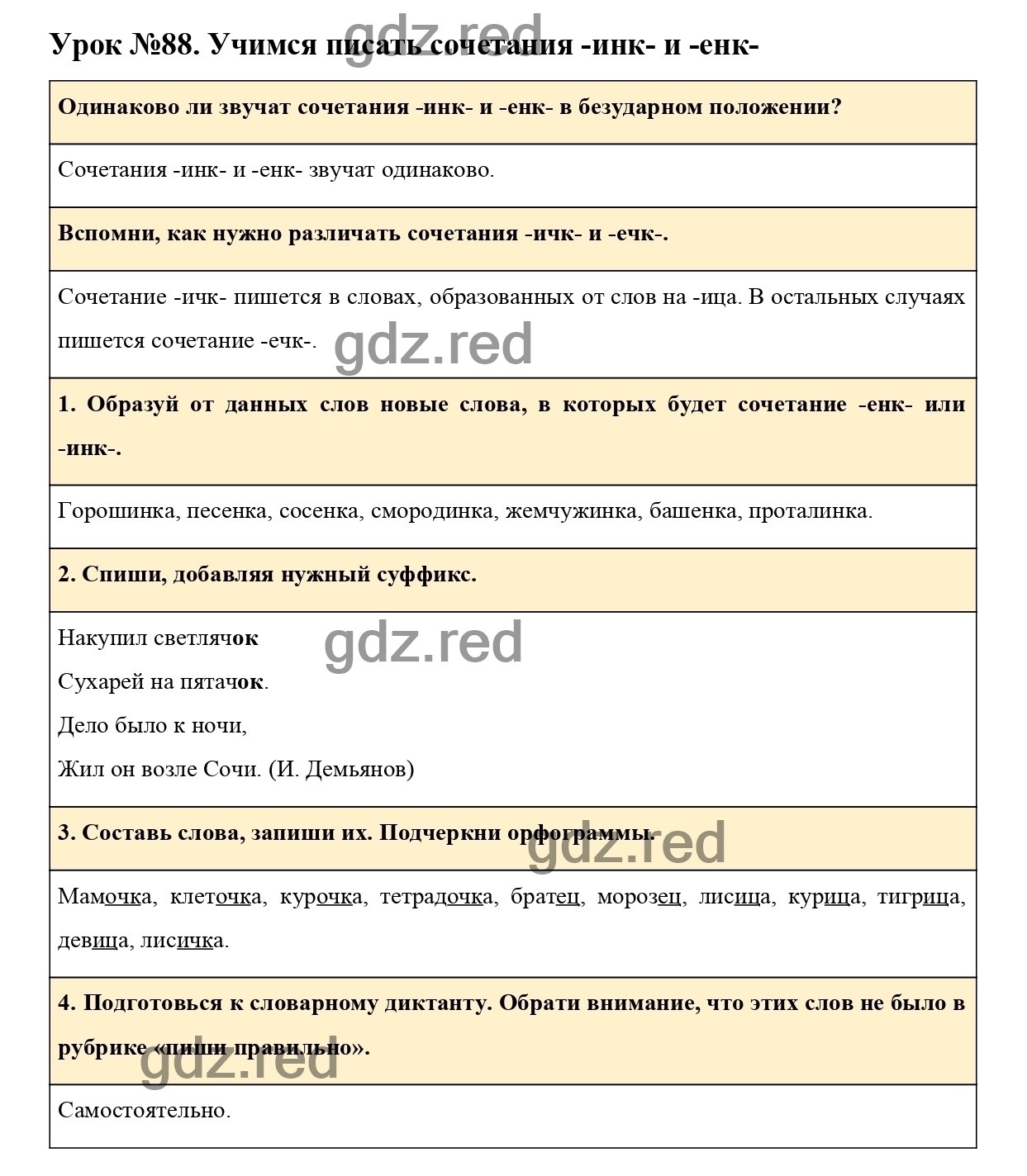 Урок №88 -ГДЗ по Русскому языку для 3 класса Учебник Иванов С.В., Евдокимова  А.О., Кузнецова М.И. Часть 2. - ГДЗ РЕД