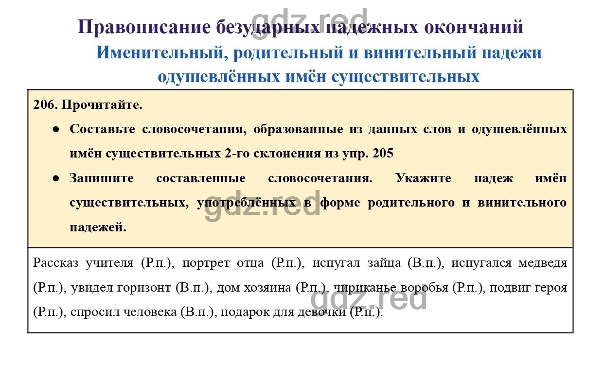 Упражнение 206 - ГДЗ по Русскому языку для 4 класса Учебник Канакина, Горецкий  Часть 1. - ГДЗ РЕД