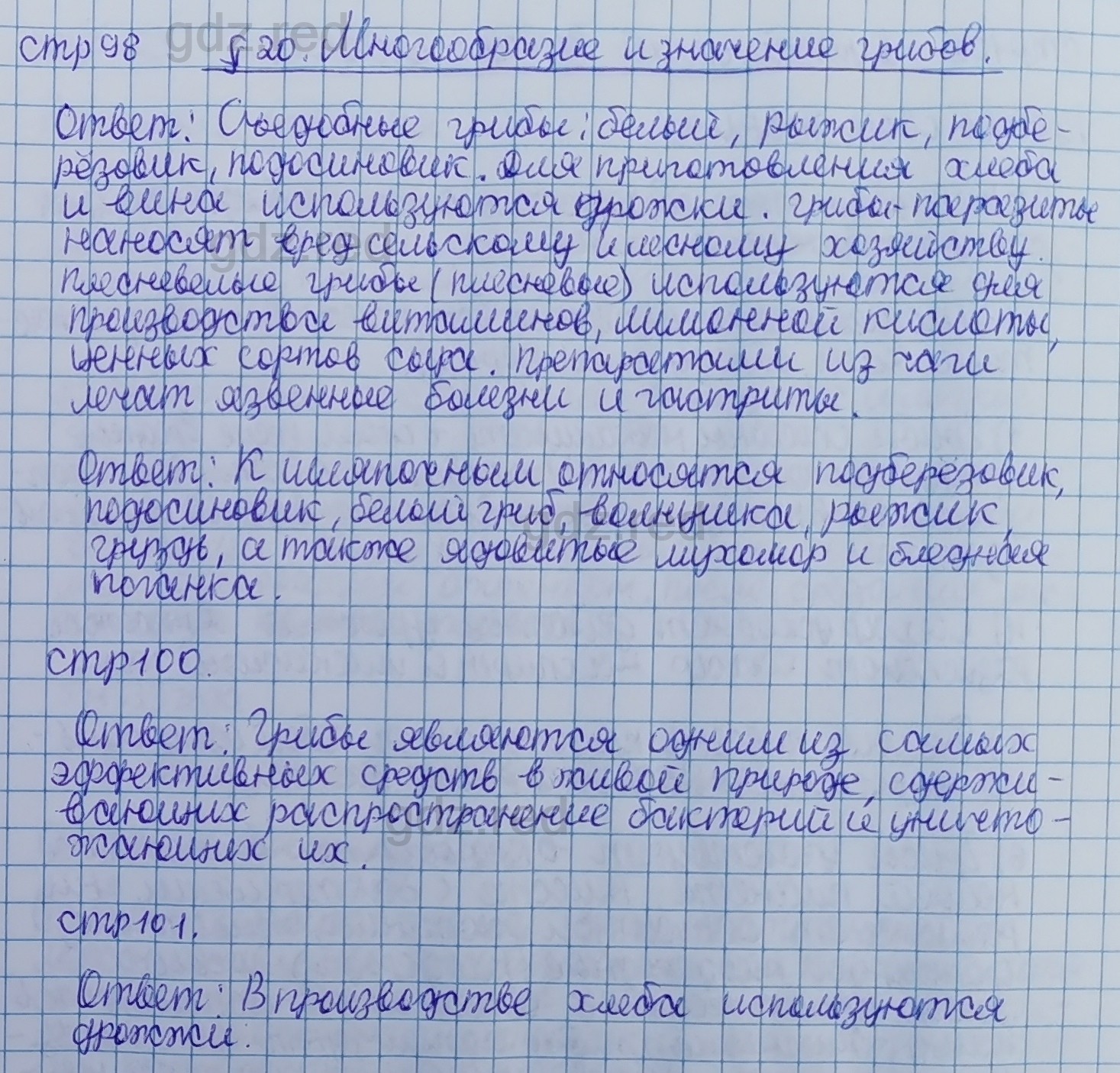 Параграф 20- ГДЗ Биология 5 класс Учебник Сивоглазов, Плешаков - ГДЗ РЕД