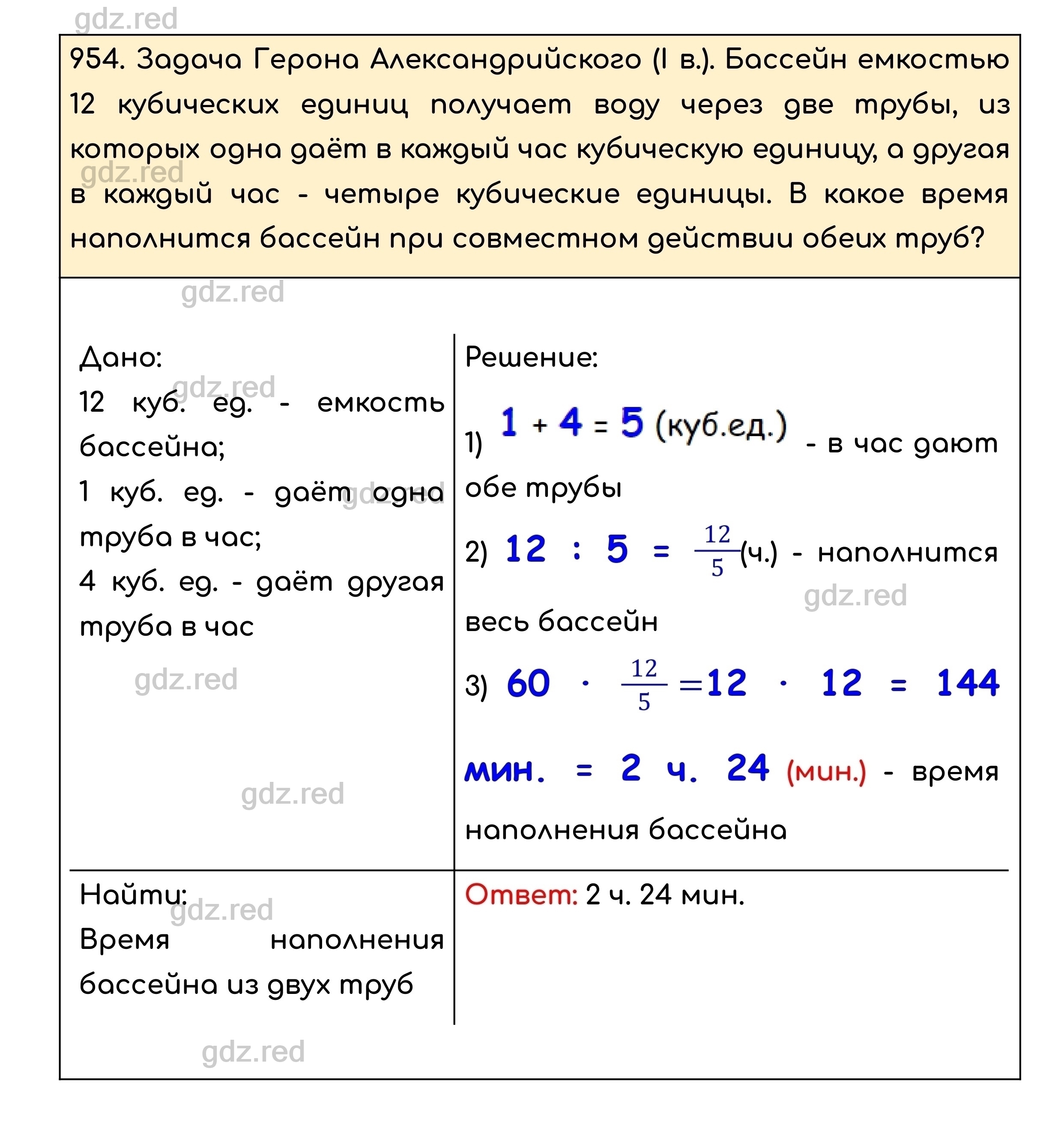 Номер 954 - ГДЗ по Математике для 5 класса Учебник Никольский, Потапов,  Решетников, Шевкин - ГДЗ РЕД