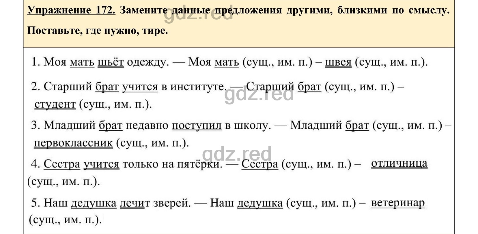 Упражнение 172- ГДЗ по Русскому языку 5 класс Учебник Ладыженская. Часть 1  - ГДЗ РЕД