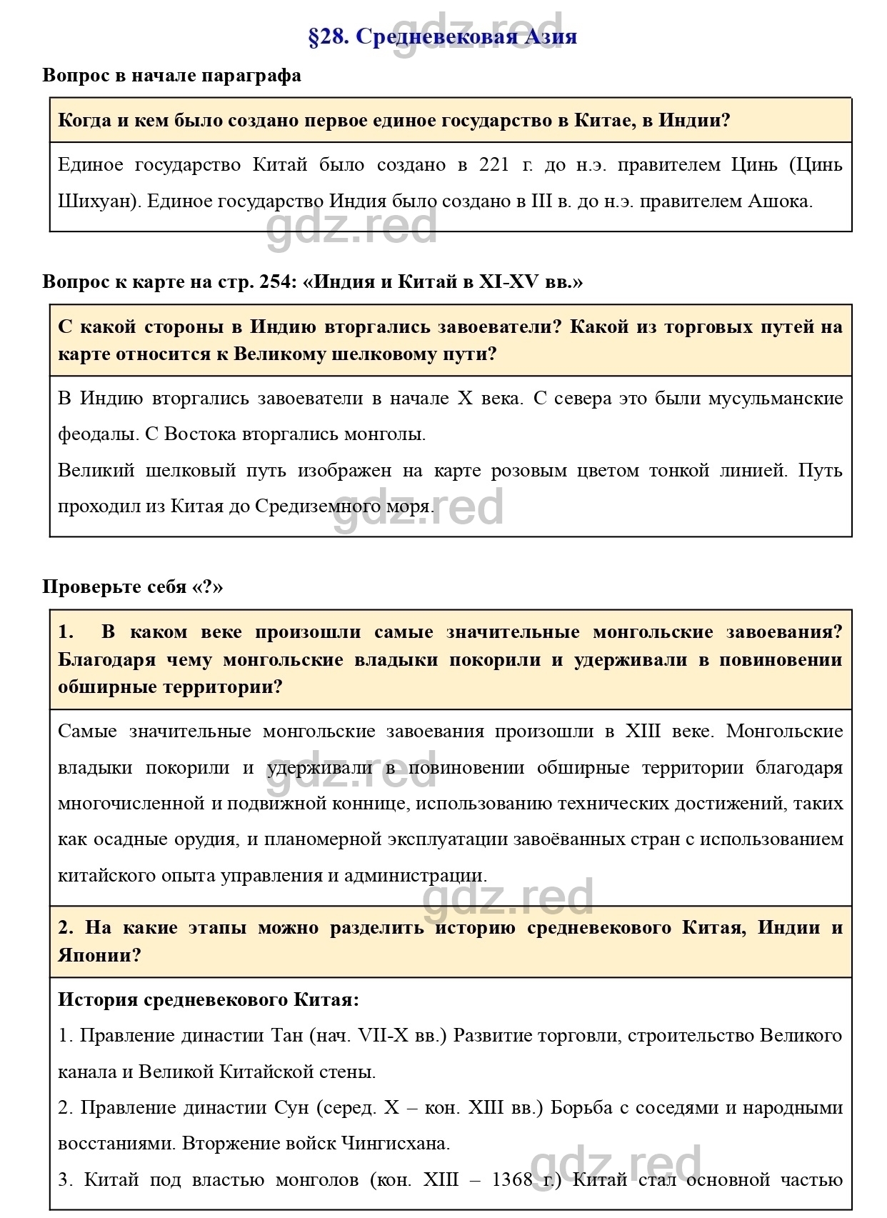 Вопросы к параграфу 28 - ГДЗ по Истории 6 класс Учебник Агибалова, Донской  - ГДЗ РЕД