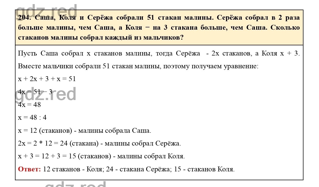 Номер 204 - ГДЗ по Математике для 6 класса Учебник Виленкин, Жохов,  Чесноков, Шварцбурд Часть 1. - ГДЗ РЕД