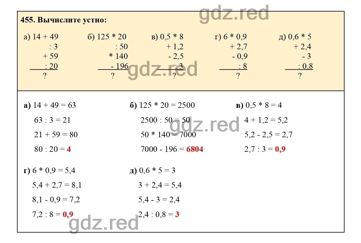 Номер 455 - ГДЗ по Математике для 6 класса Учебник Виленкин, Жохов,  Чесноков, Шварцбурд Часть 1. - ГДЗ РЕД
