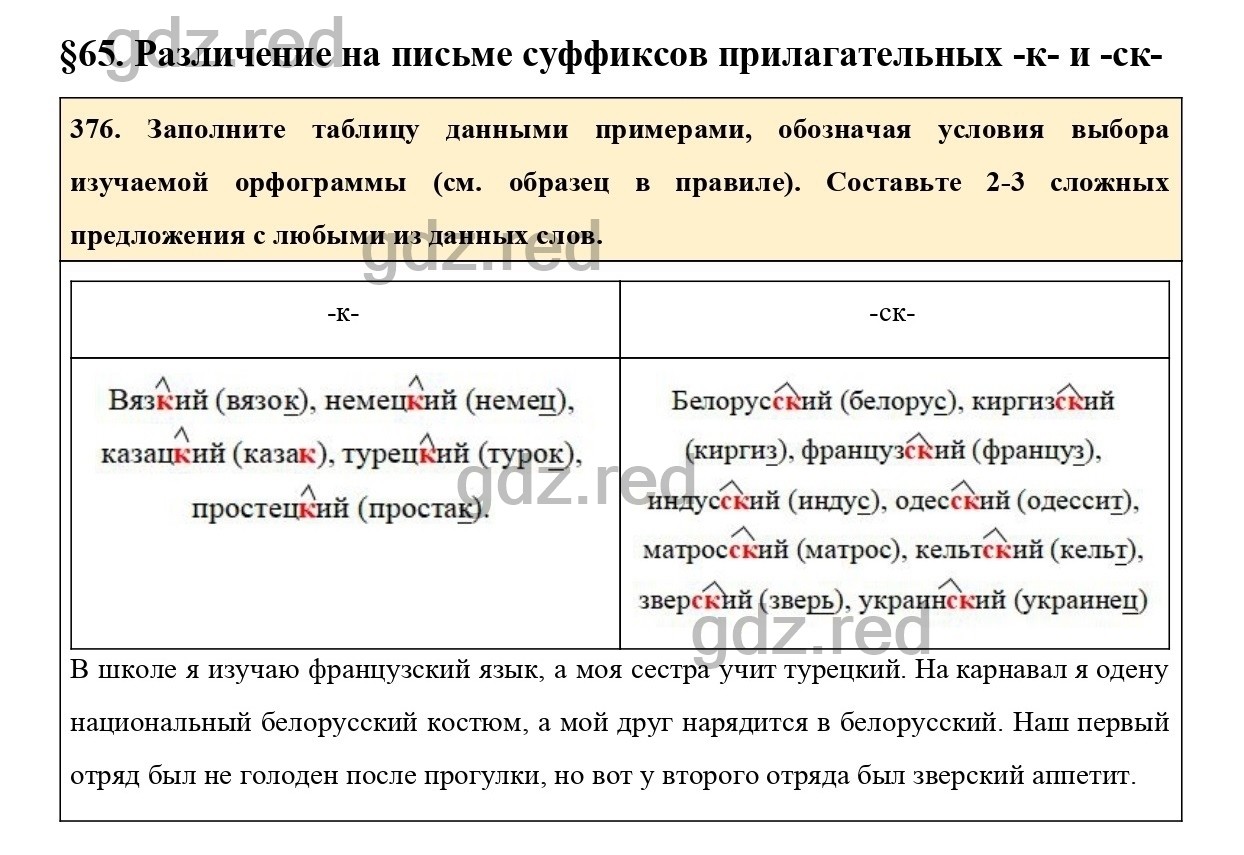 гдз по русскому языку упражнение 376 ладыженская (200) фото