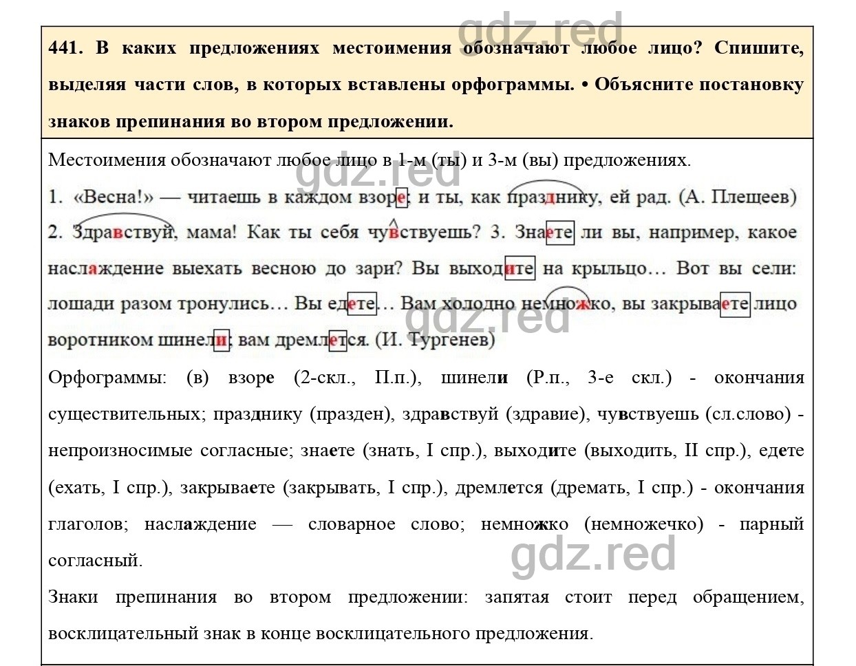 Упражнение 441 - ГДЗ по Русскому языку 6 класс Учебник Ладыженская. Часть 2  - ГДЗ РЕД