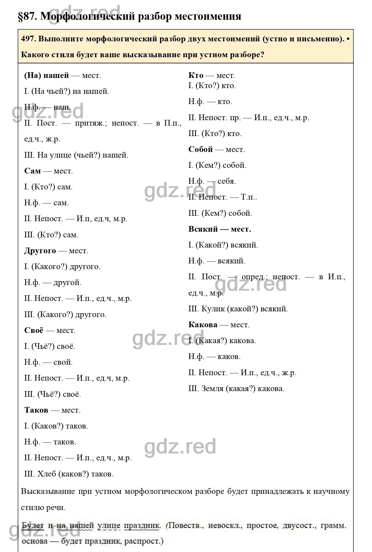 Упражнение 497 - ГДЗ по Русскому языку 6 класс Учебник Ладыженская. Часть 2  - ГДЗ РЕД