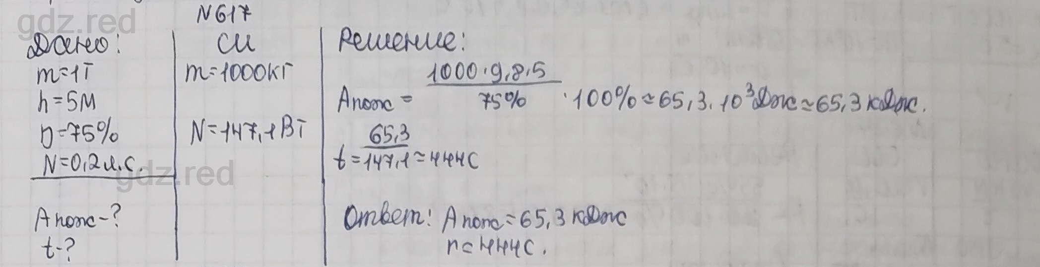 Номер 617- ГДЗ Физика 7-9 класс Сборник задач Перышкин - ГДЗ РЕД