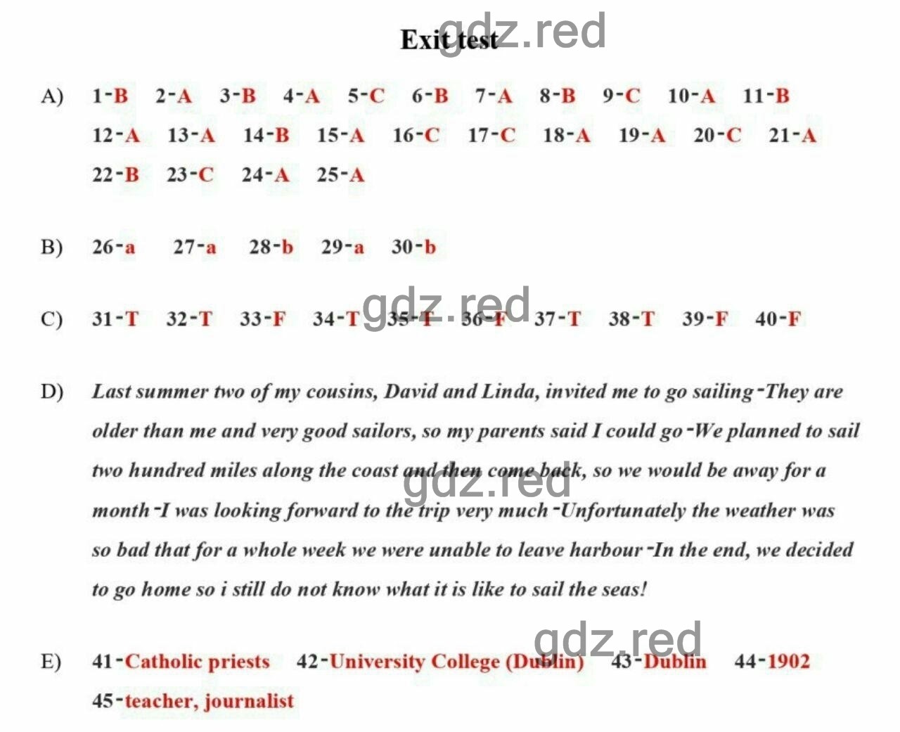 Exit test — ГДЗ по Английскому языку для 7 класса Test Booklet Spotlight  Ваулина Ю.Е., Дули Дженни, Подоляко О.Е. Тесты - ГДЗ РЕД