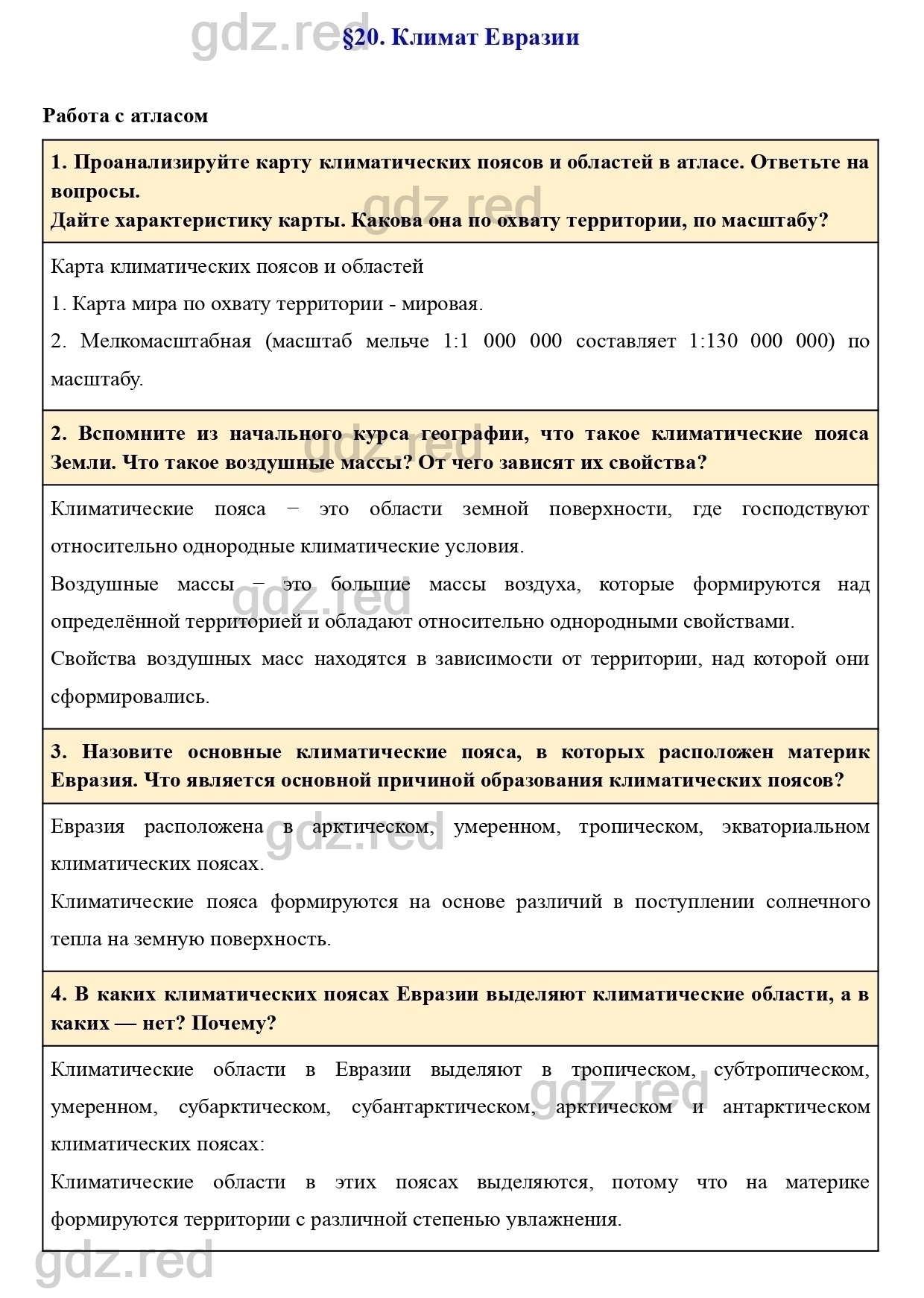 Вопросы к параграфу 20- ГДЗ География 7 класс Учебник Климанова, Климанов -  ГДЗ РЕД