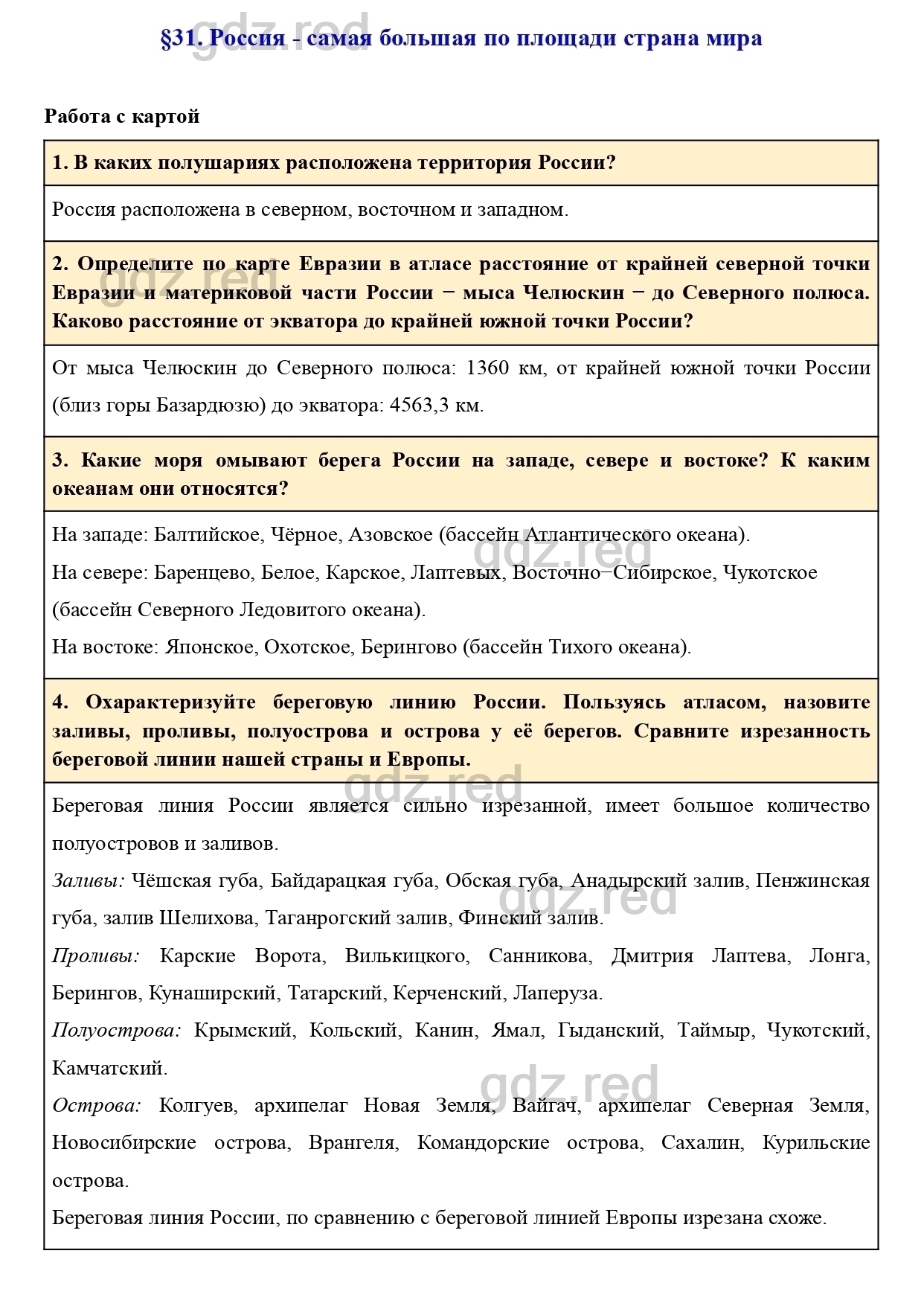 Вопросы к параграфу 31- ГДЗ География 7 класс Учебник Климанова, Климанов -  ГДЗ РЕД