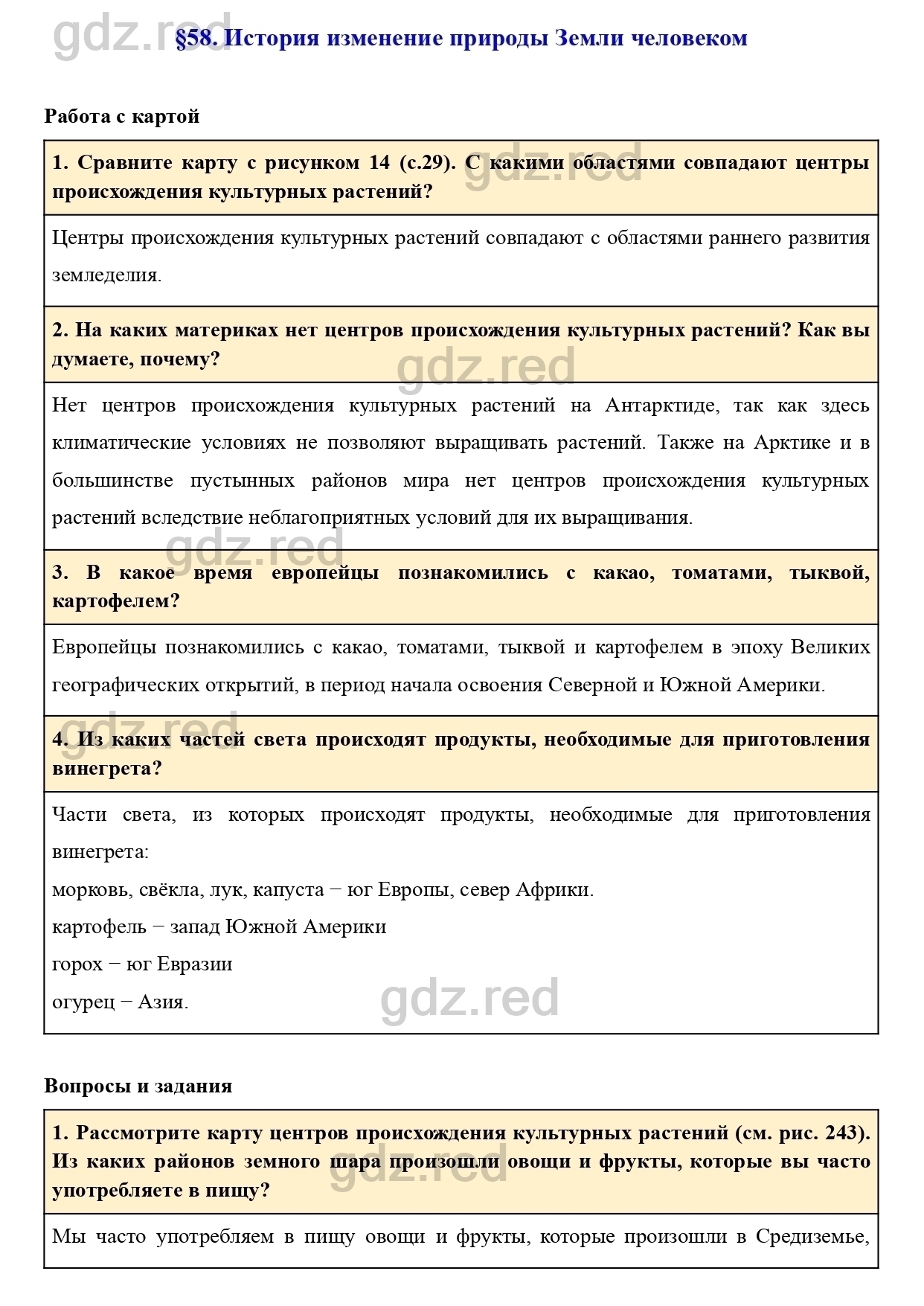 Вопросы к параграфу 58- ГДЗ География 7 класс Учебник Климанова, Климанов -  ГДЗ РЕД