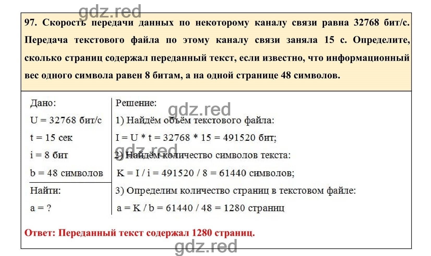 Упражнение 97 - ГДЗ по Информатике 7 класс Рабочая тетрадь, Босова Л.Л.,  Босова А.Ю. Часть 1. - ГДЗ РЕД