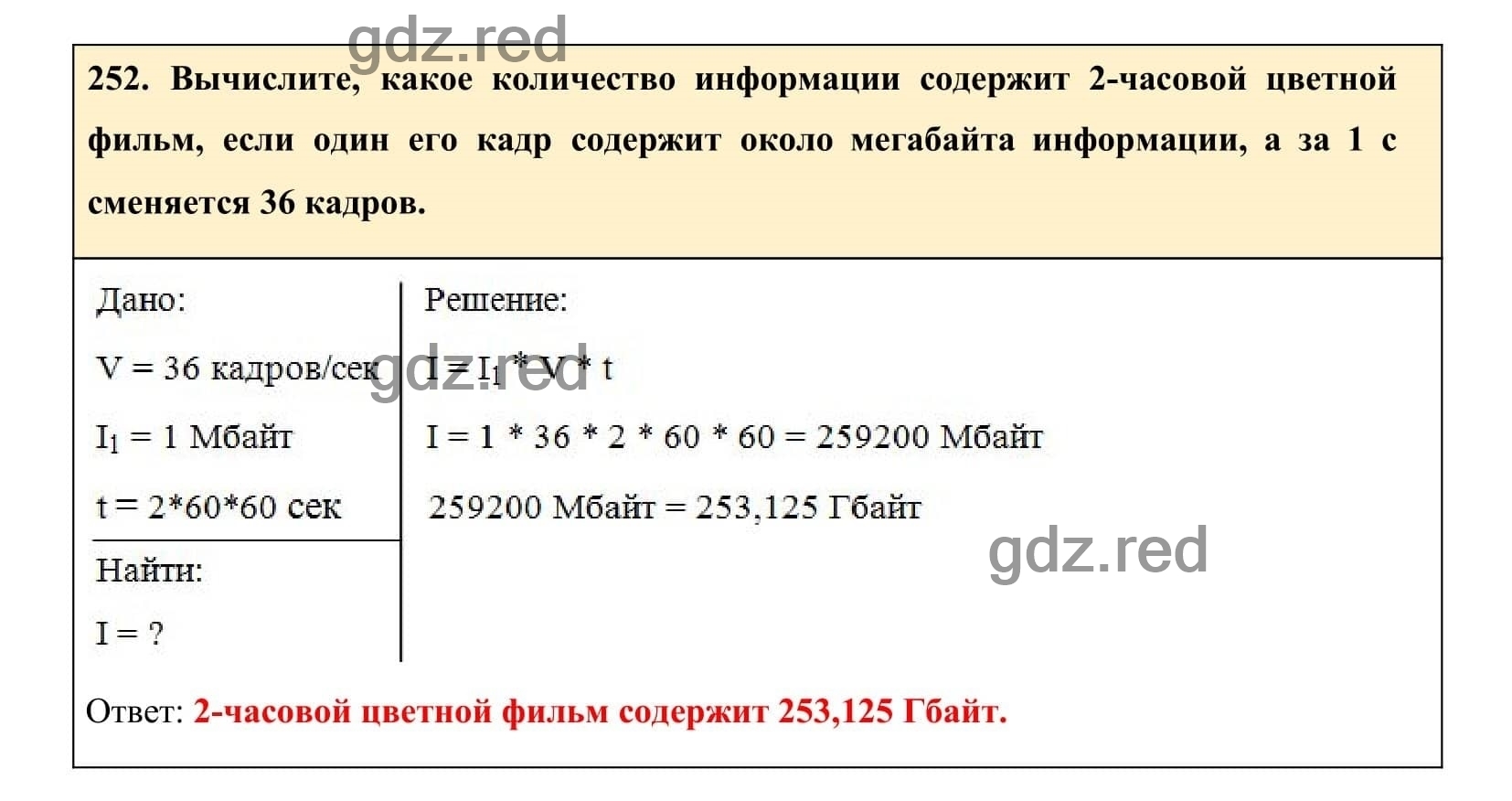 Упражнение 252 - ГДЗ по Информатике 7 класс Рабочая тетрадь, Босова Л.Л., Босова  А.Ю. Часть 2. - ГДЗ РЕД