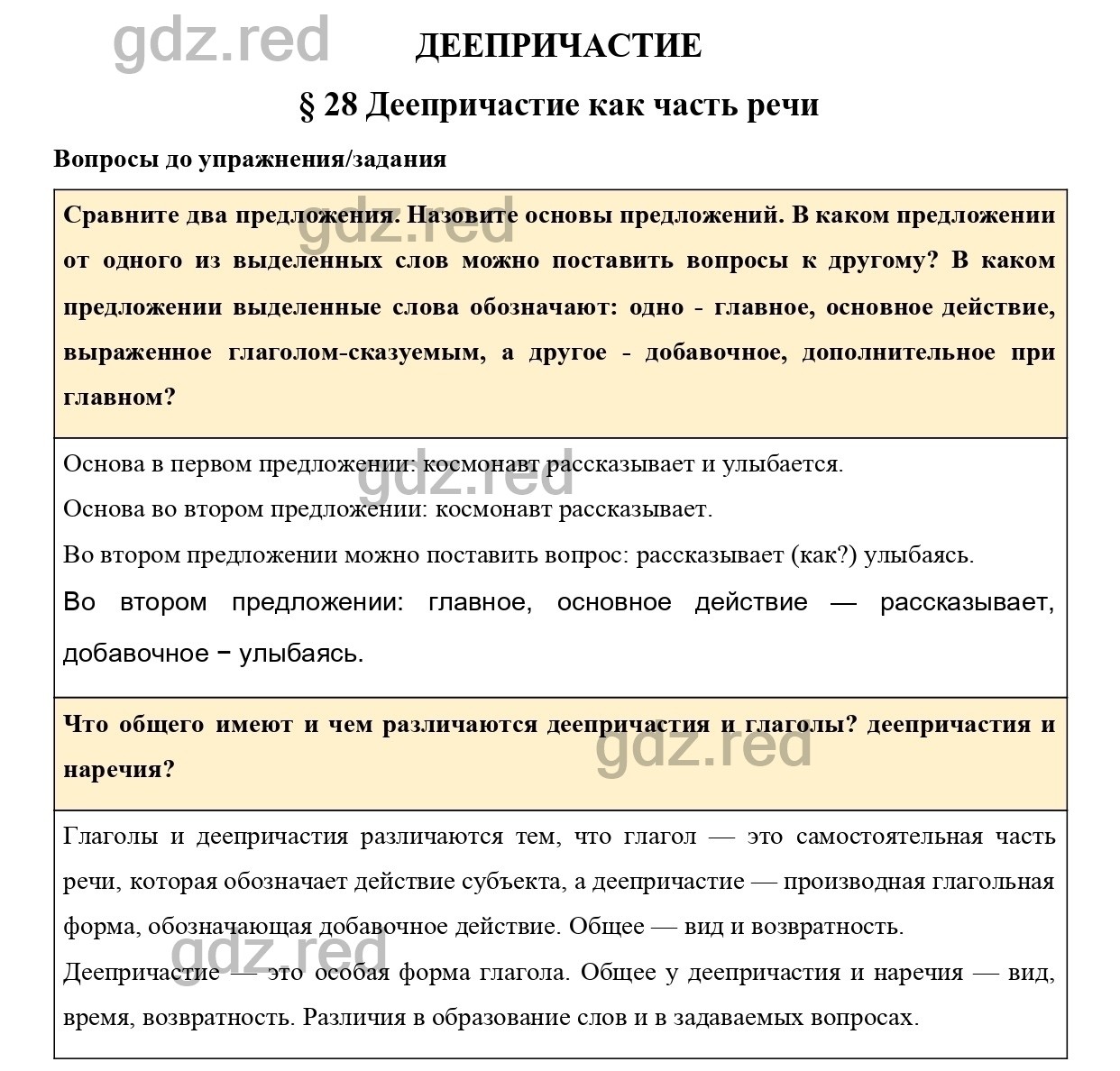 Вопросы к параграфу 28 - ГДЗ по Русскому языку 7 класс Учебник Ладыженская  - ГДЗ РЕД